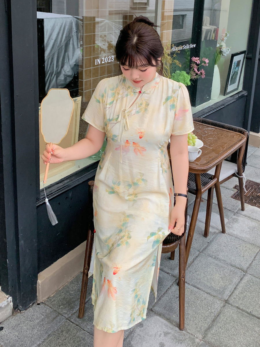 Elegant Floral Cheongsam Dress with Vintage Charm and Modern Comfort
