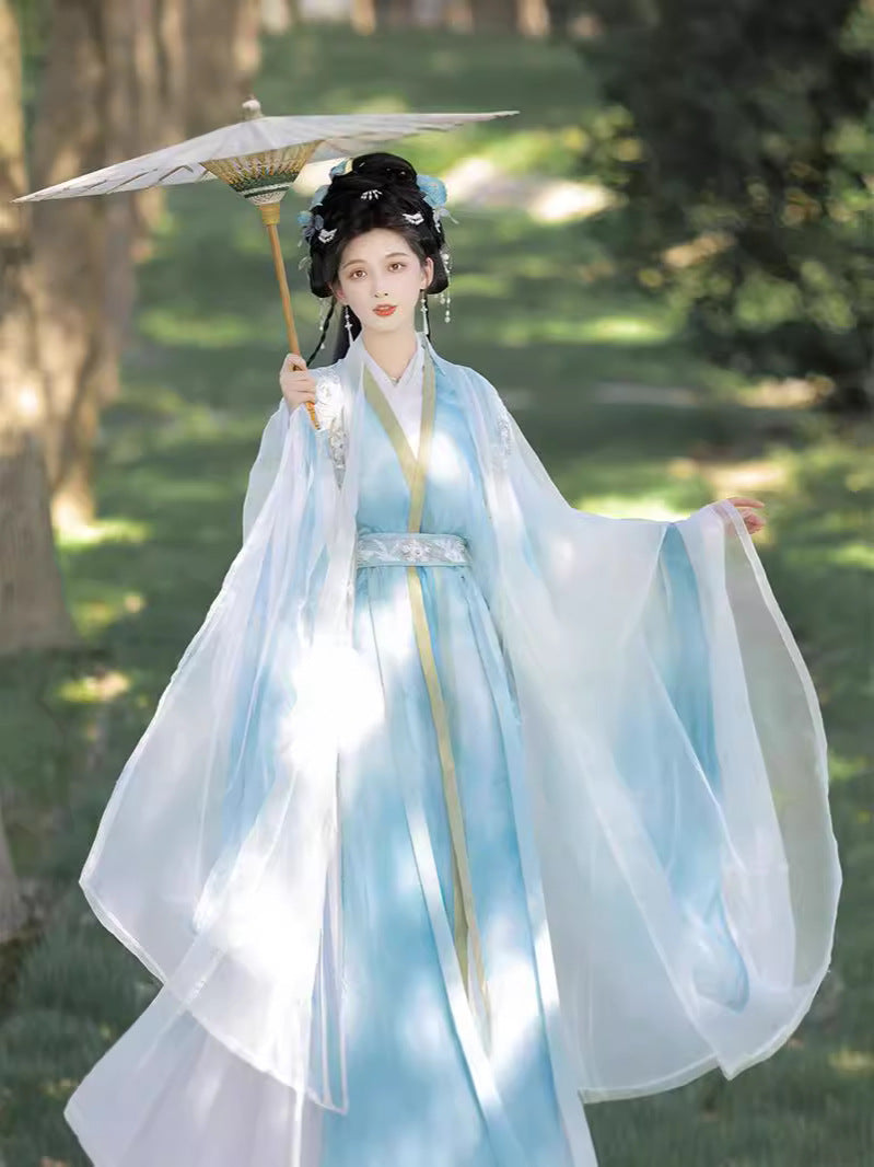Elegant Flowing Light Blue Hanfu Dress – Traditional Chinese Hanfu for Women