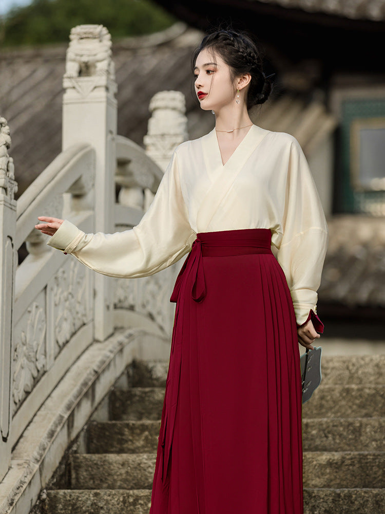 New Chinese Style White Red Mamianqun Set