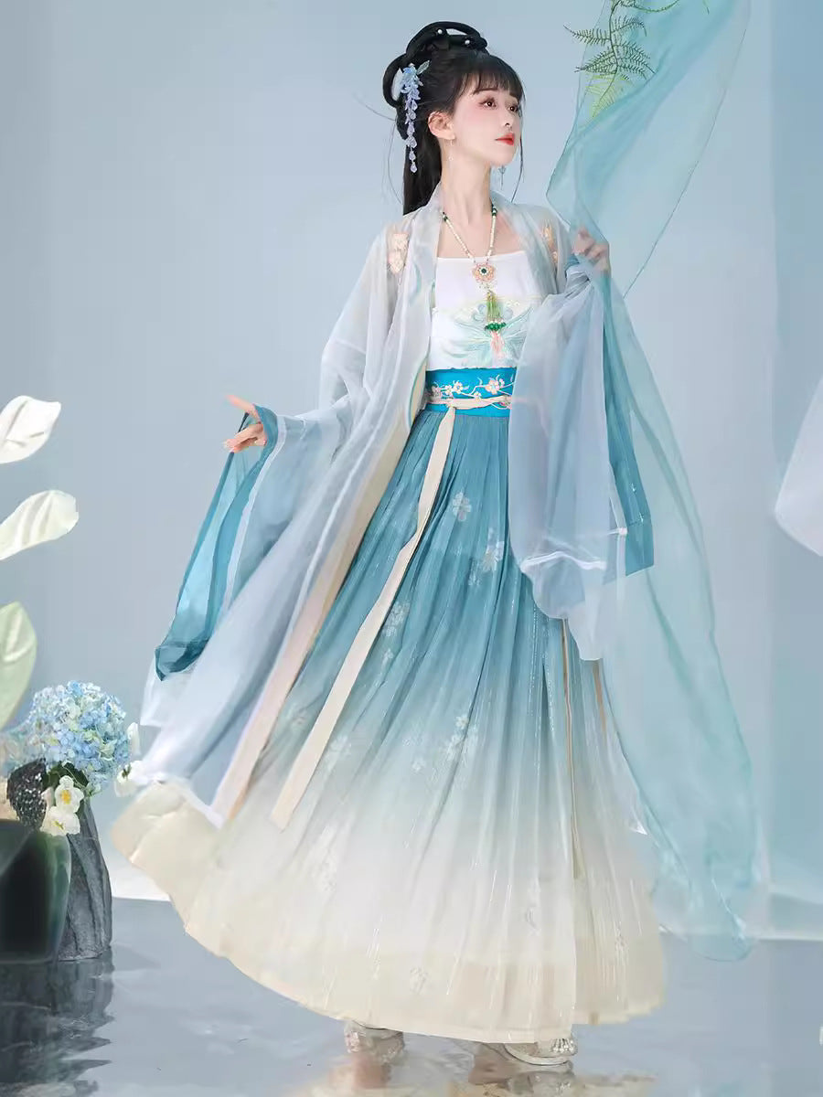 Flowing Chiffon Chinese Traditional Outfit Song Dynasty Hanfu Dress