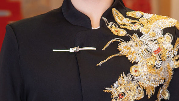 Summer Black Mandarin Collar Zhongshan Suit with Dragon for Wedding