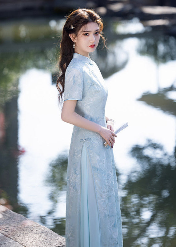 New Chinese Style Jacquard Pleated Long Dress