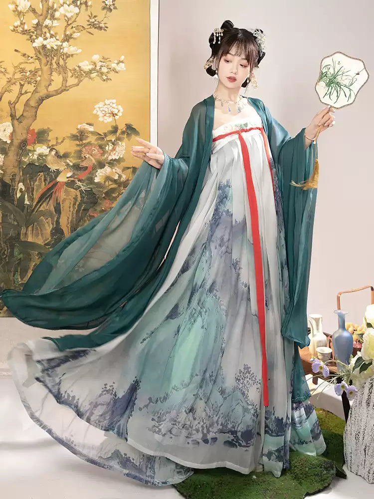 Elegant Chinese Hanfu Dress Women's Tang Dynasty Inspired Outfit Traditional Flowing Gown