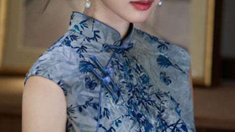 Summer Tie-Dye Sleeveless Vintage Qipao | Long Slim Chinese Dress