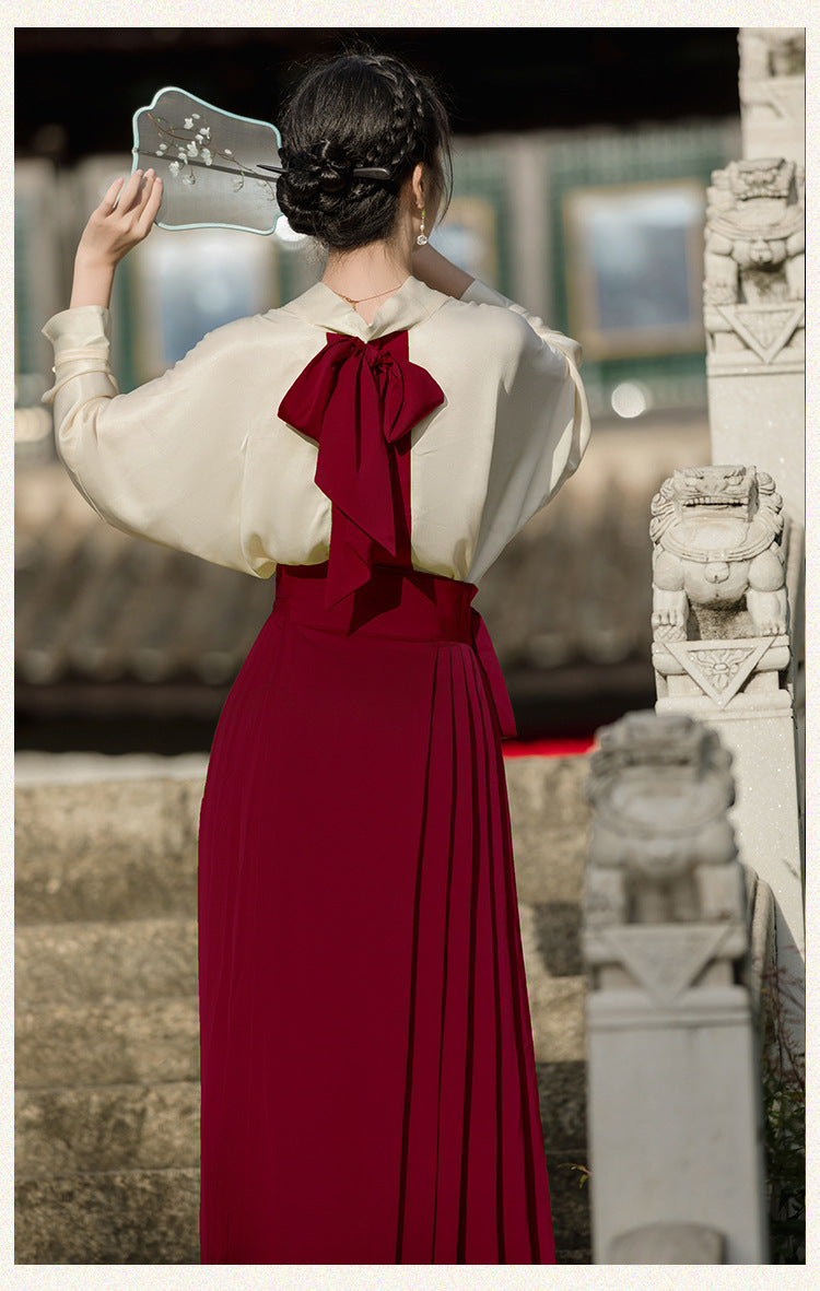 New Chinese Style White Red Mamianqun Set