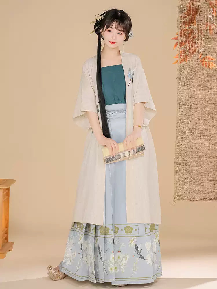 Song Dynasty Hanfu for Women- Elegant Floral Embroidered Hanfu Dress