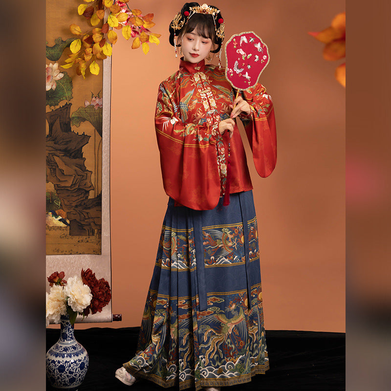 Elegant Traditional Hanfu with Phoenix and Peony Embroidery