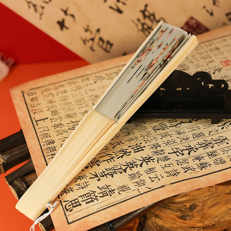 优雅的黑色花卉图案手扇 – 传统手扇,非常适合汉服