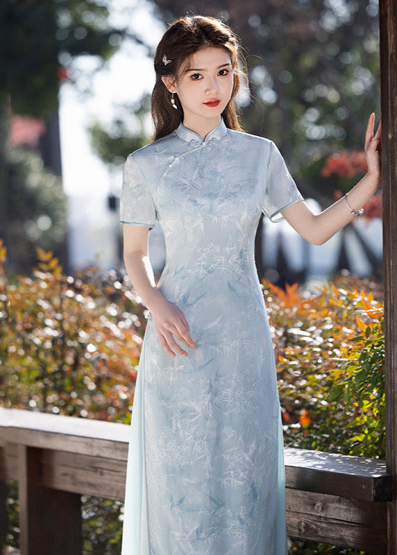fitted lace wedding dress White Floral Chinese Collar Maxi Dress fitted lace wedding dress White Floral Chinese Collar Maxi Dress