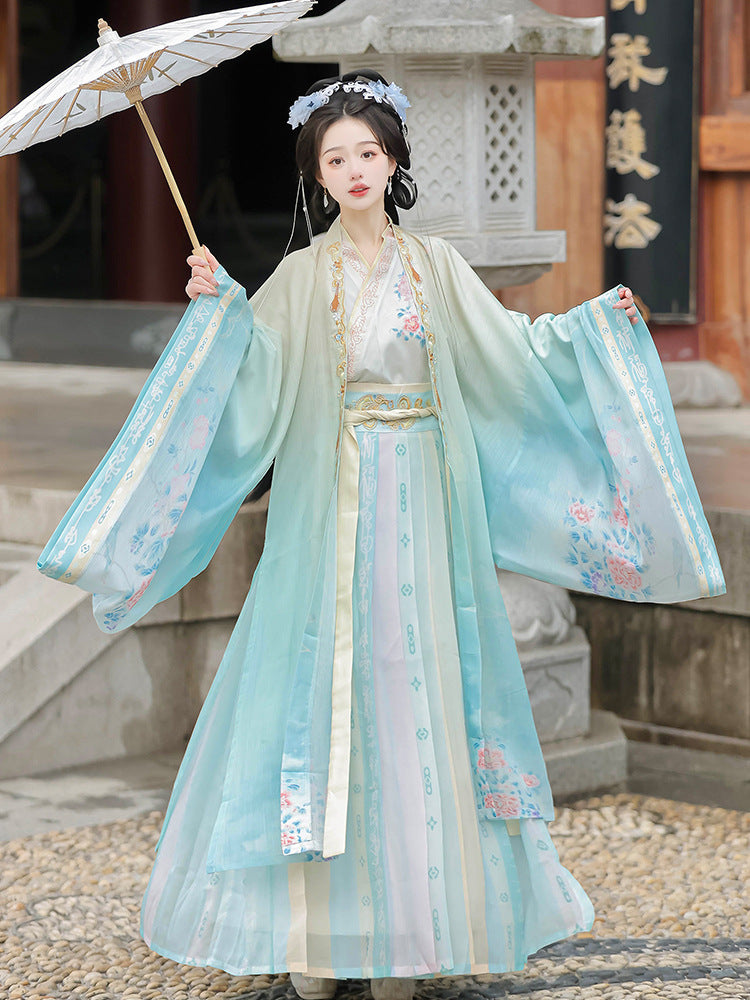Wei Jin Style Hanfu Couple Set | Gradient Wide-Sleeve with Qi-Xiong Ruqun
