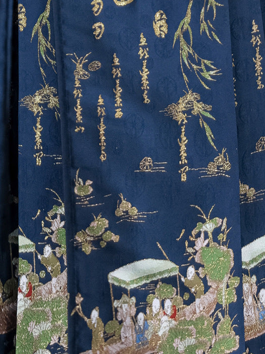 Spring Brocade Ming-Style Mamianqun Set | Traditonal High Waist Daily Long Skirt