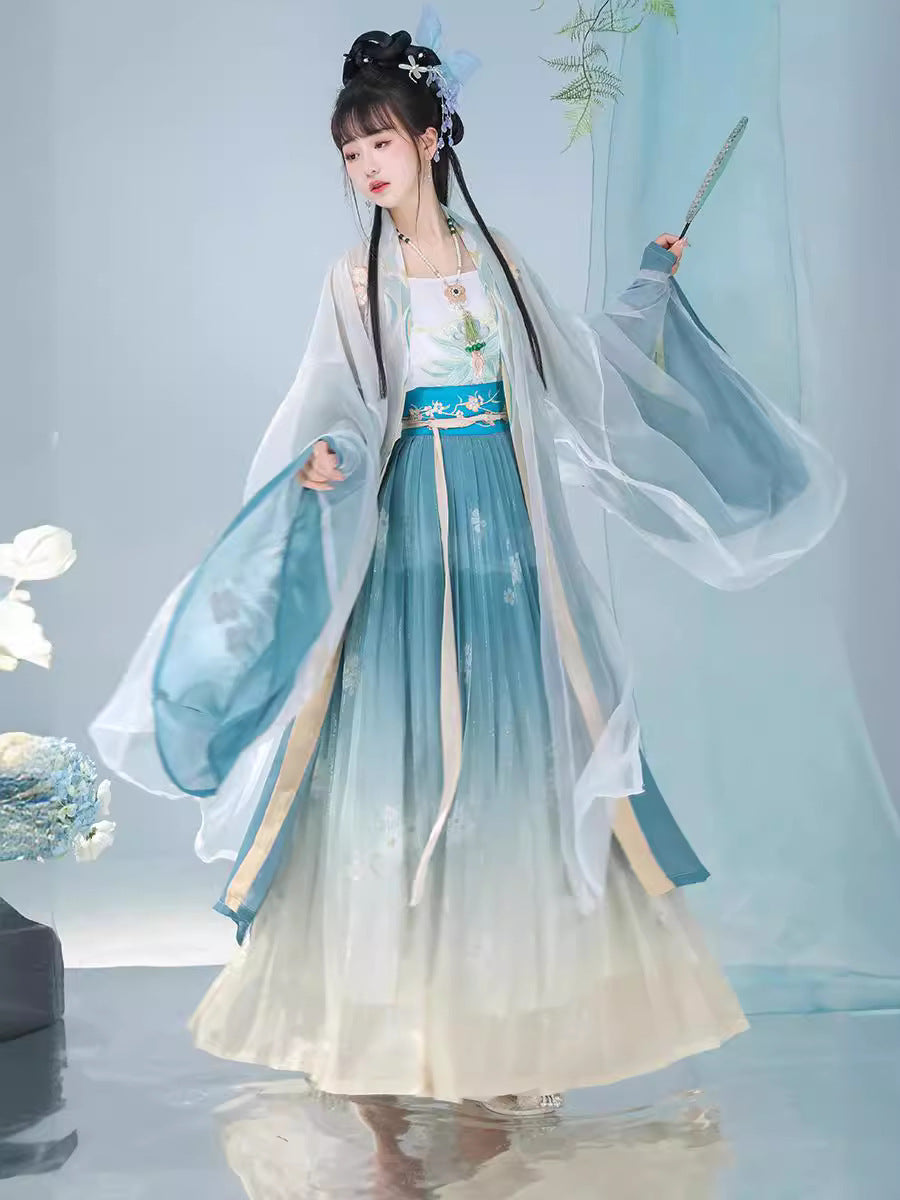 Flowing Chiffon Chinese Traditional Outfit Song Dynasty Hanfu Dress