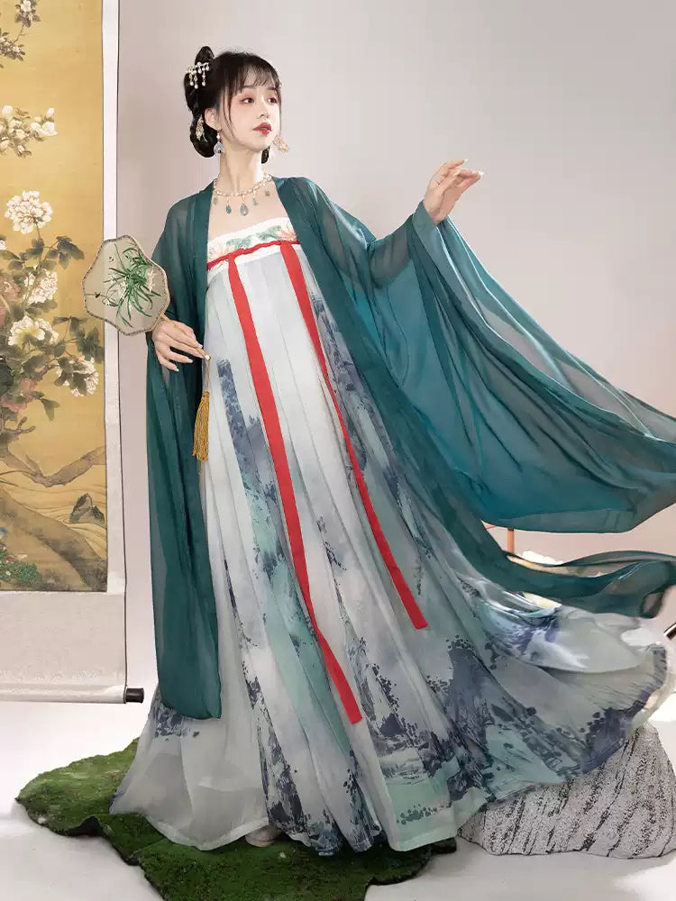 Elegant Chinese Hanfu Dress Women's Tang Dynasty Inspired Outfit Traditional Flowing Gown