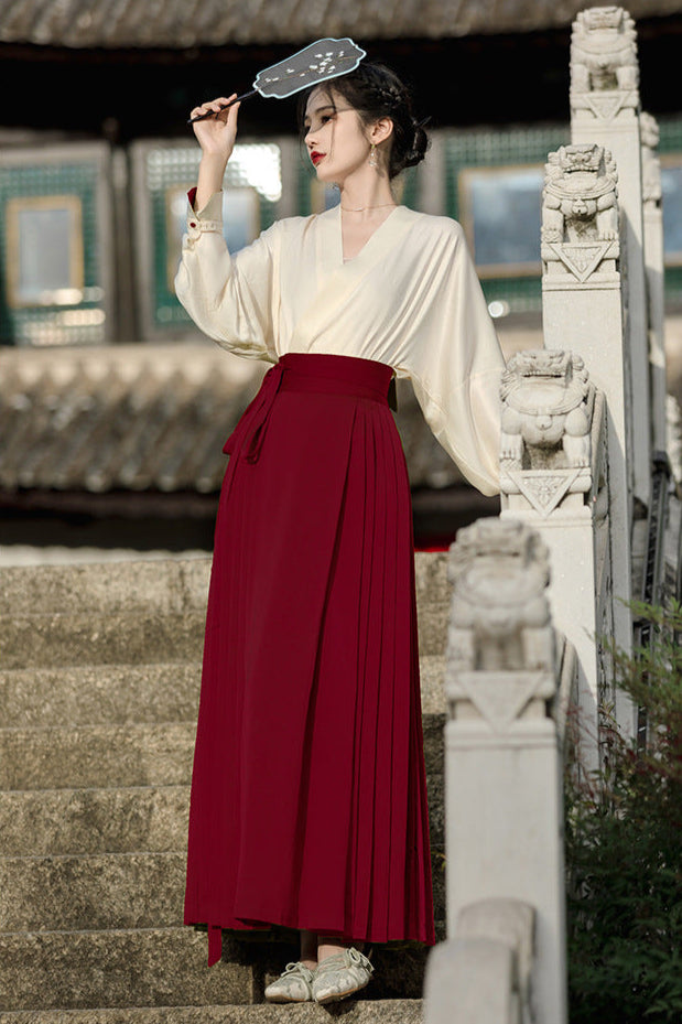 New Chinese Style White Red Mamianqun Set
