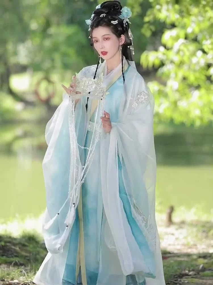 Elegant Flowing Light Blue Hanfu Dress – Traditional Chinese Hanfu for Women