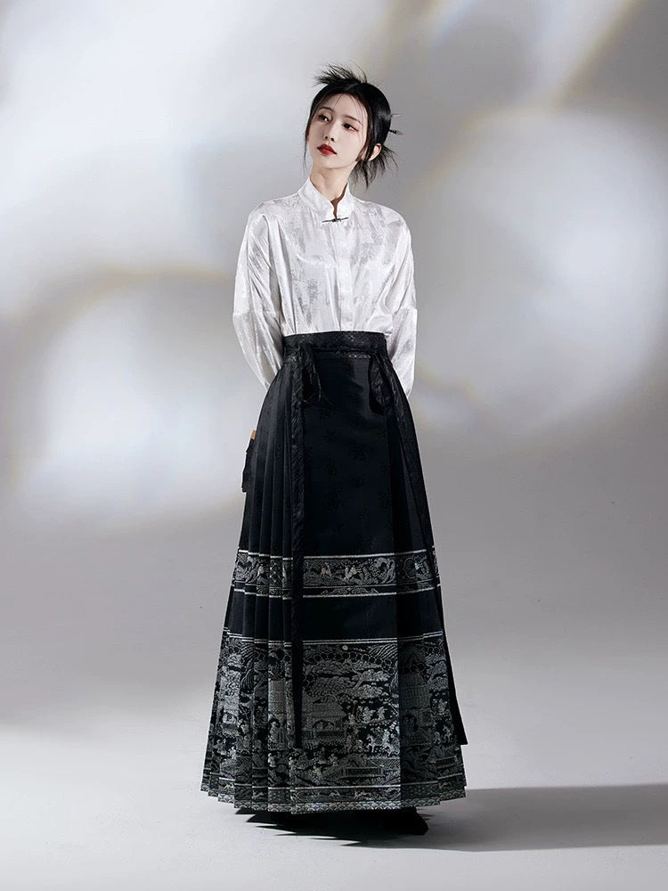 New Chinese style satin mamianqun two-piece set