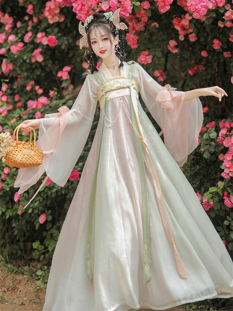Elegant Tang Dynasty Hanfu Dress for Women with Floral Embroidery