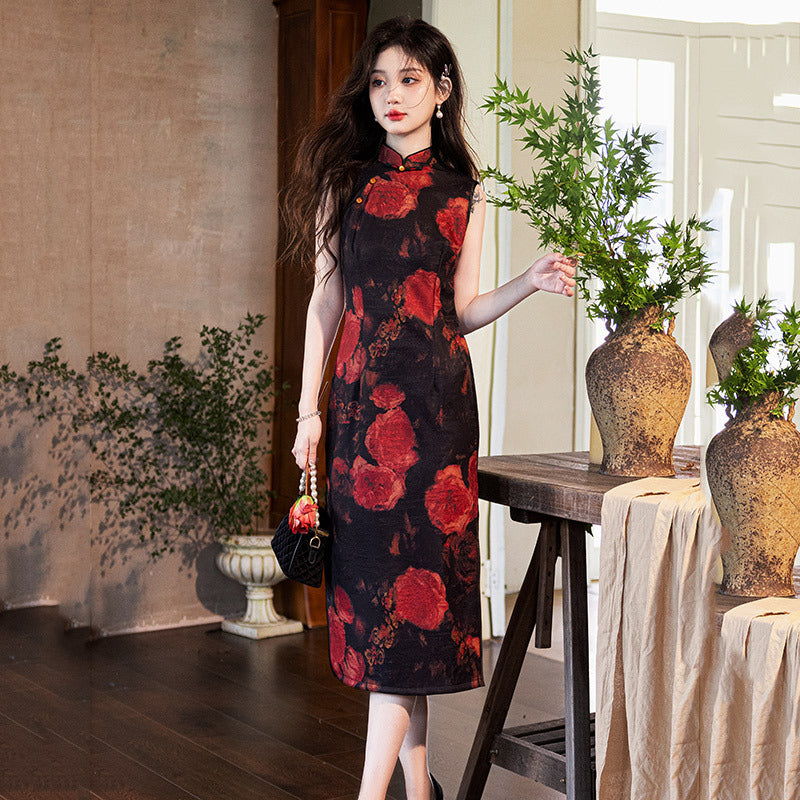 Timeless Floral Embroidered Qipao Dress – Elegant Traditional Cheongsam for Special Events