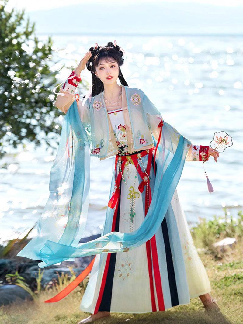Elegant Floral Embroidered Song Dynasty Hanfu Dress