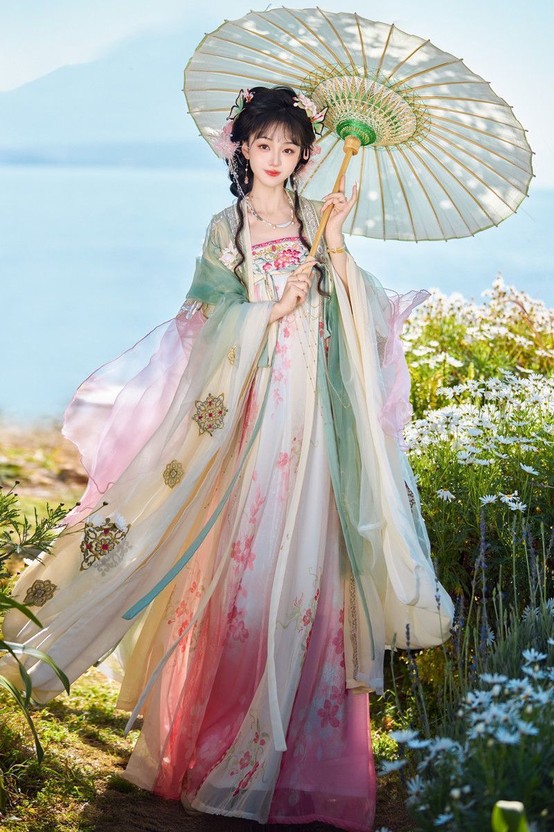 Tang-Style Qi Xiong Ruqun Hanfu | Heavy Embroidery Wide-Sleeve Robe