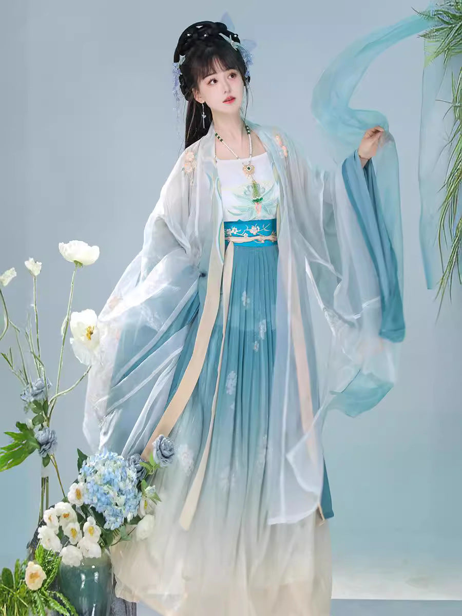Flowing Chiffon Chinese Traditional Outfit Song Dynasty Hanfu Dress