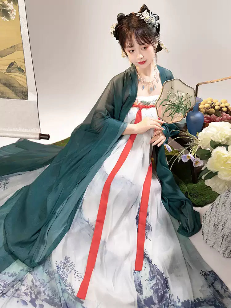 Elegant Chinese Hanfu Dress Women's Tang Dynasty Inspired Outfit Traditional Flowing Gown