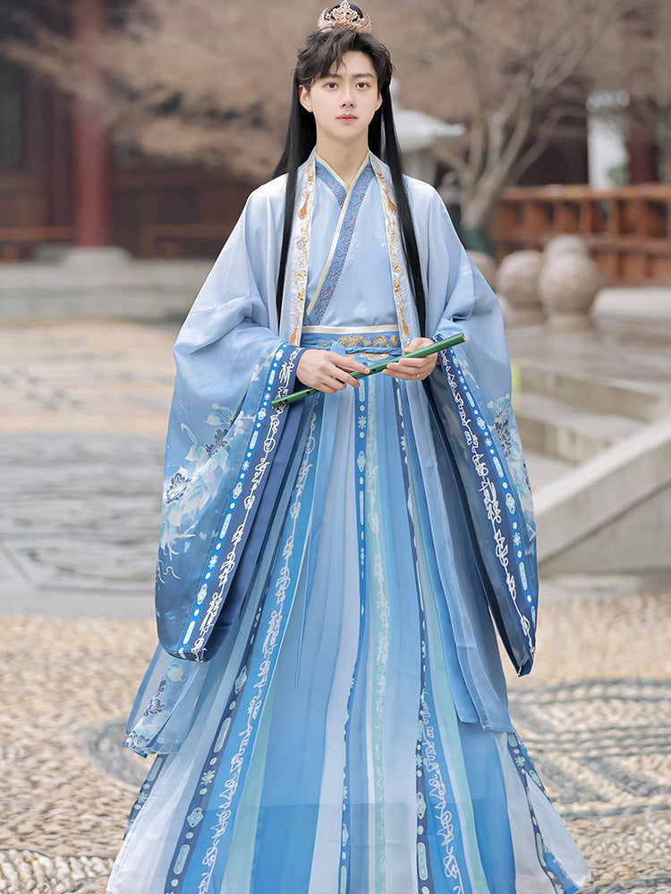 Wei Jin Style Hanfu Couple Set | Gradient Wide-Sleeve with Qi-Xiong Ruqun