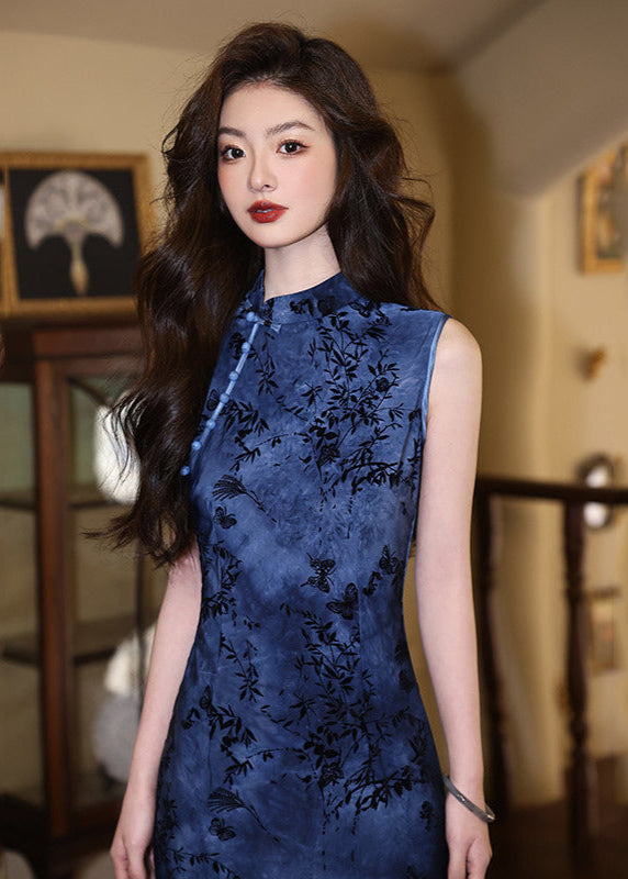 Modern Sleeveless Long Qipao | Mandarin Slim Fit With Side Slit
