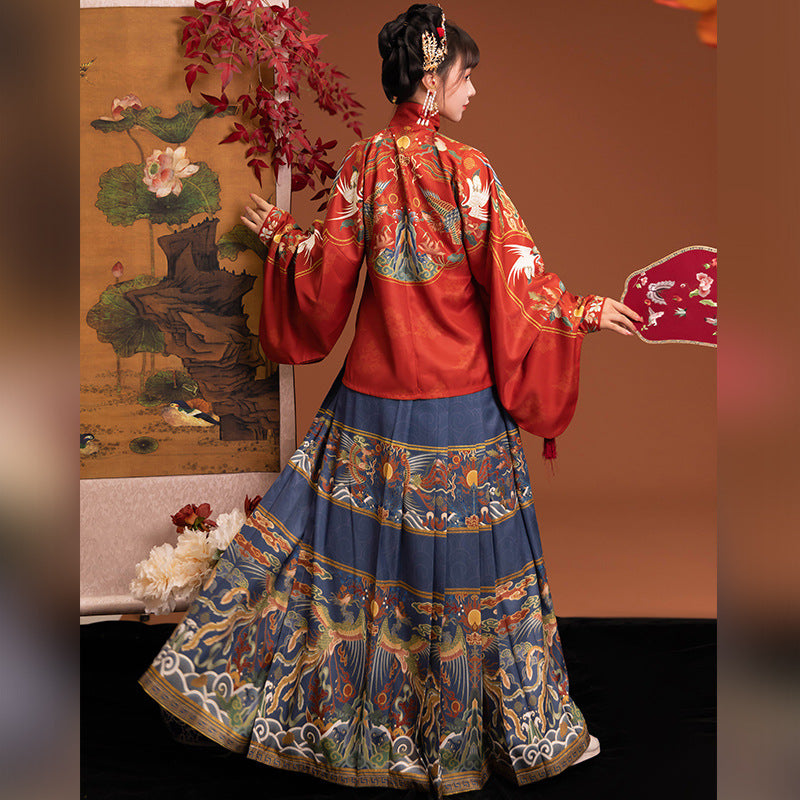 Elegant Traditional Hanfu with Phoenix and Peony Embroidery