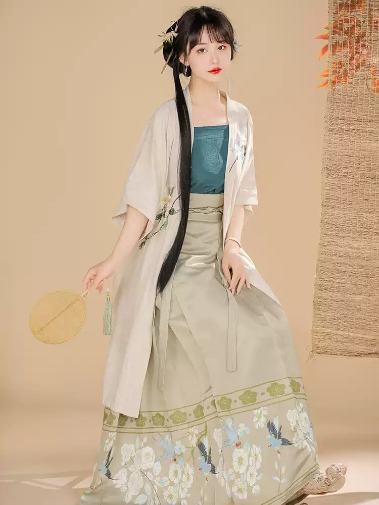 Song Dynasty Hanfu Dress witn with Floral Embroidery