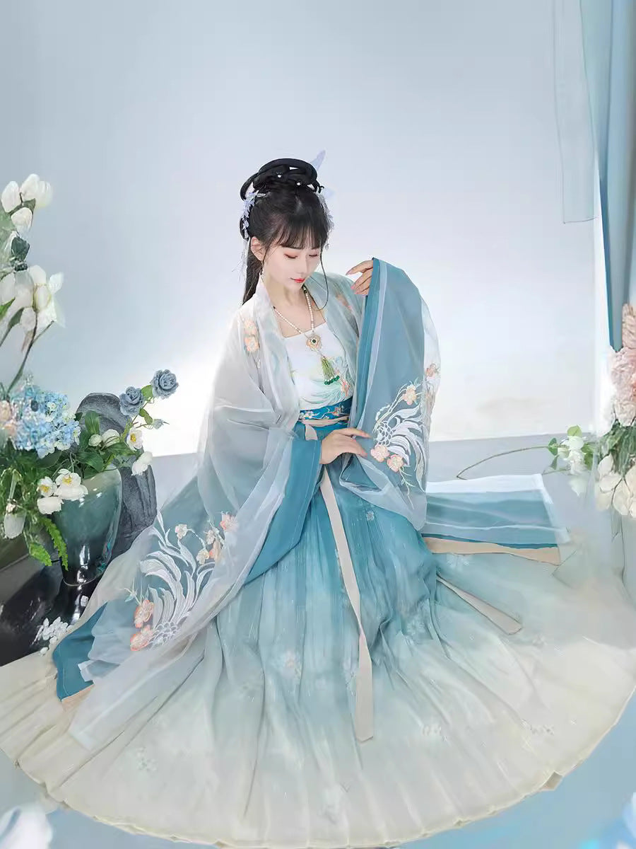 Flowing Chiffon Chinese Traditional Outfit Song Dynasty Hanfu Dress