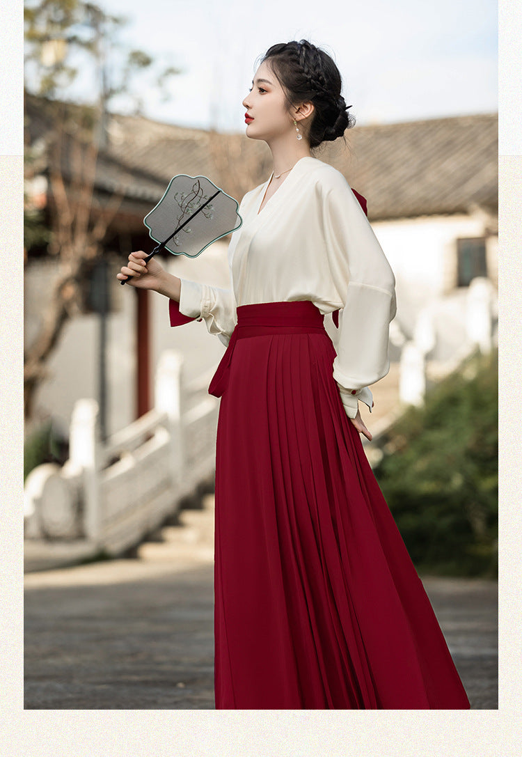 New Chinese Style White Red Mamianqun Set