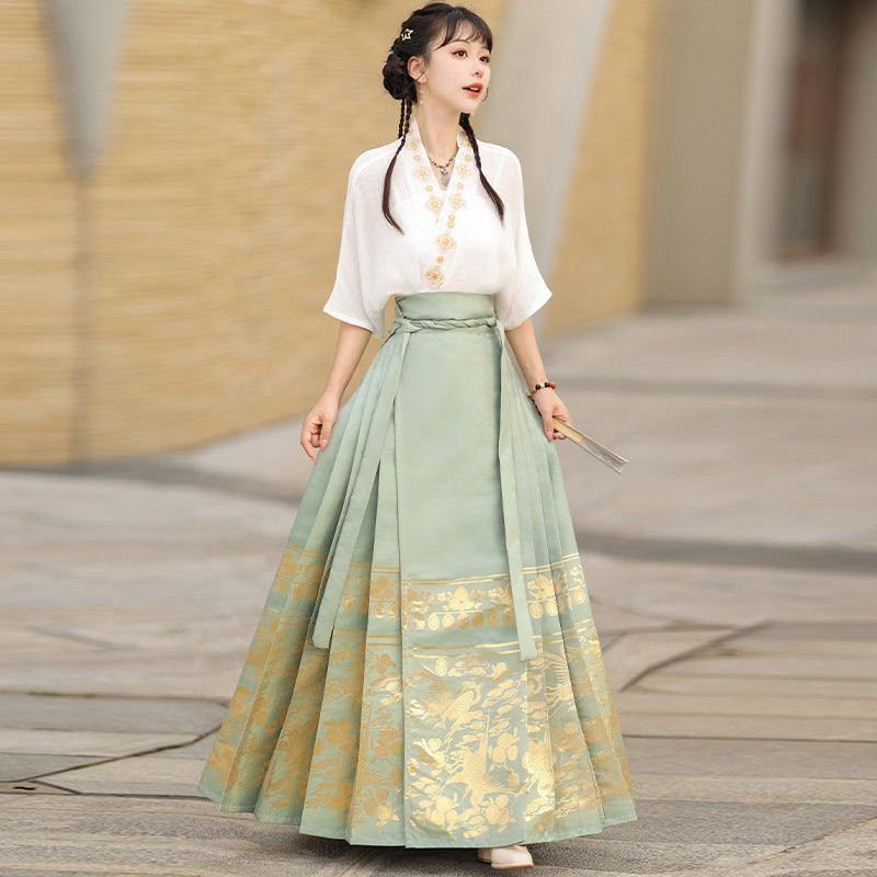 Elegant Hanfu Dress – Traditional Embroidered Flowing Hanfu Skirt with Vintage Charm