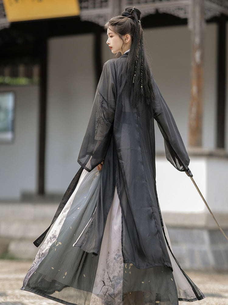 Elegant Black and White Hanfu Set – Traditional Chinese Warrior-Inspired Attire