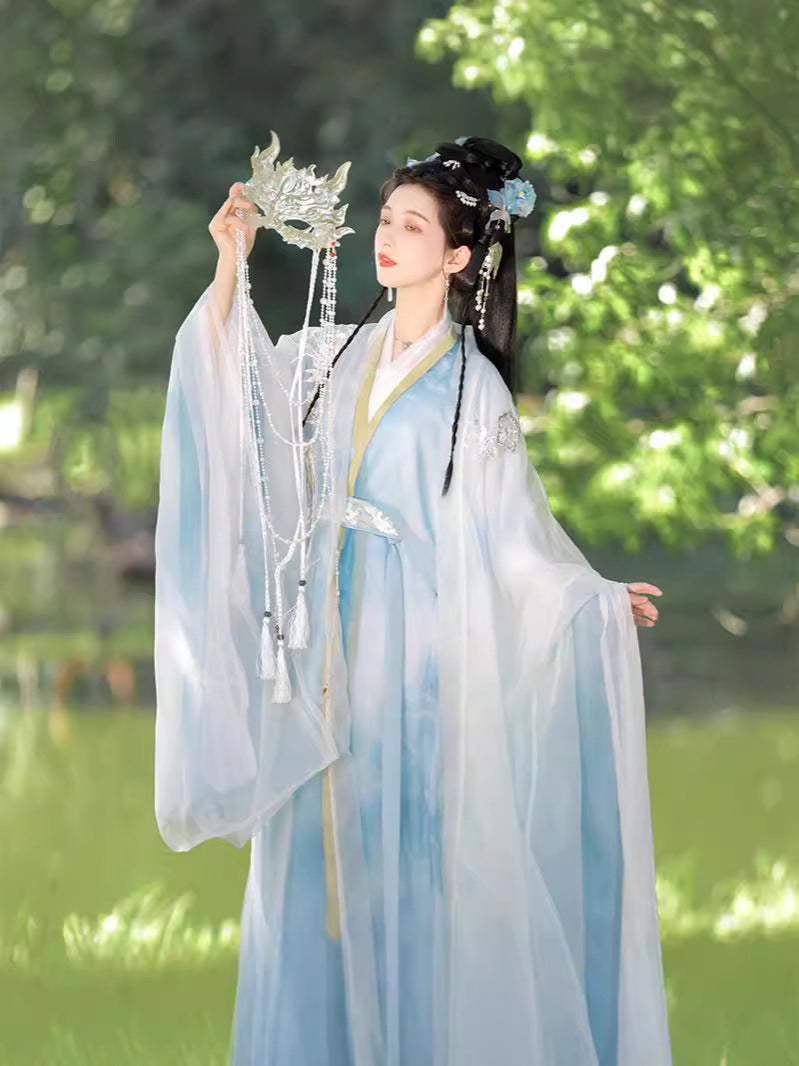 Elegant Flowing Light Blue Hanfu Dress – Traditional Chinese Hanfu for Women