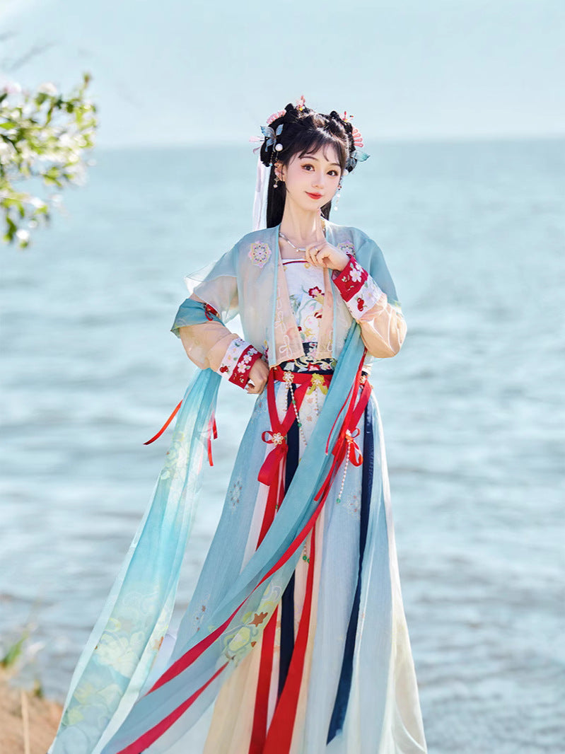 Elegant Floral Embroidered Song Dynasty Hanfu Dress