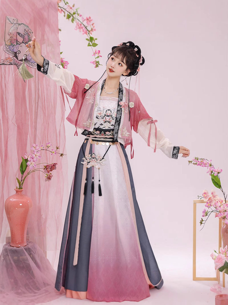 Elegant Gradient Song Dynasty Hanfu Dress with Floral Embroidery