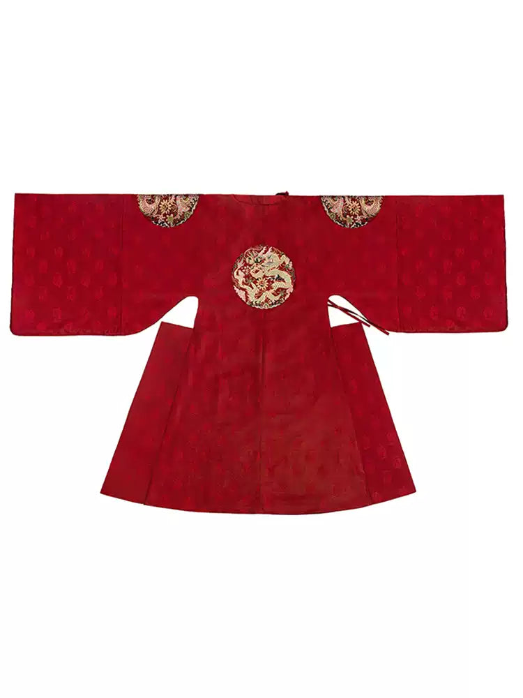 Red Dragon Embroidered Hanfu Robe - Chinese Traditional Costume for Men