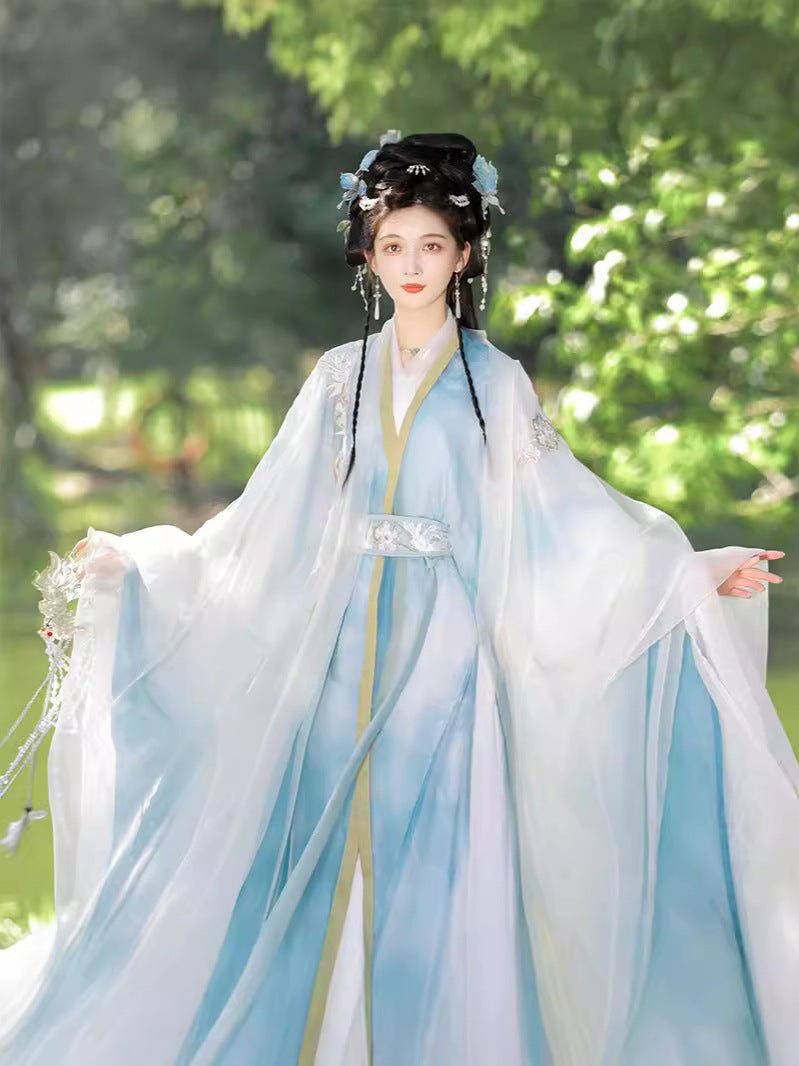 Elegant Flowing Light Blue Hanfu Dress – Traditional Chinese Hanfu for Women