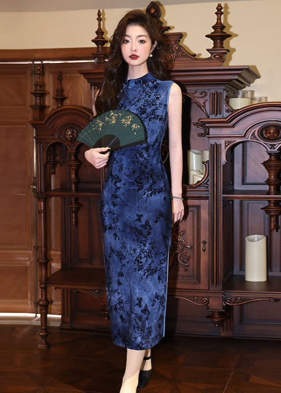 Modern Sleeveless Long Qipao | Mandarin Slim Fit With Side Slit