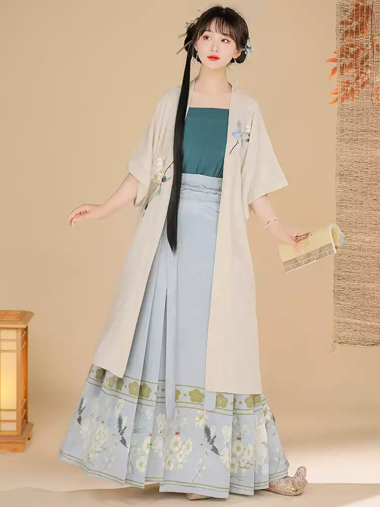Song Dynasty Hanfu for Women- Elegant Floral Embroidered Hanfu Dress