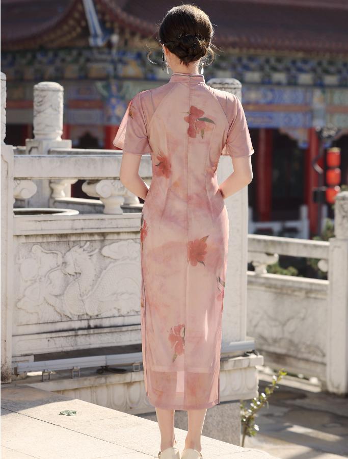 Elegant Pink Floral Hanfu-Inspired Dress for Traditional and Modern Styling