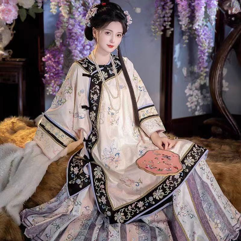 Elegant Hanfu with Embroidered Floral Design