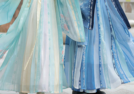 Wei Jin Style Hanfu Couple Set | Gradient Wide-Sleeve with Qi-Xiong Ruqun