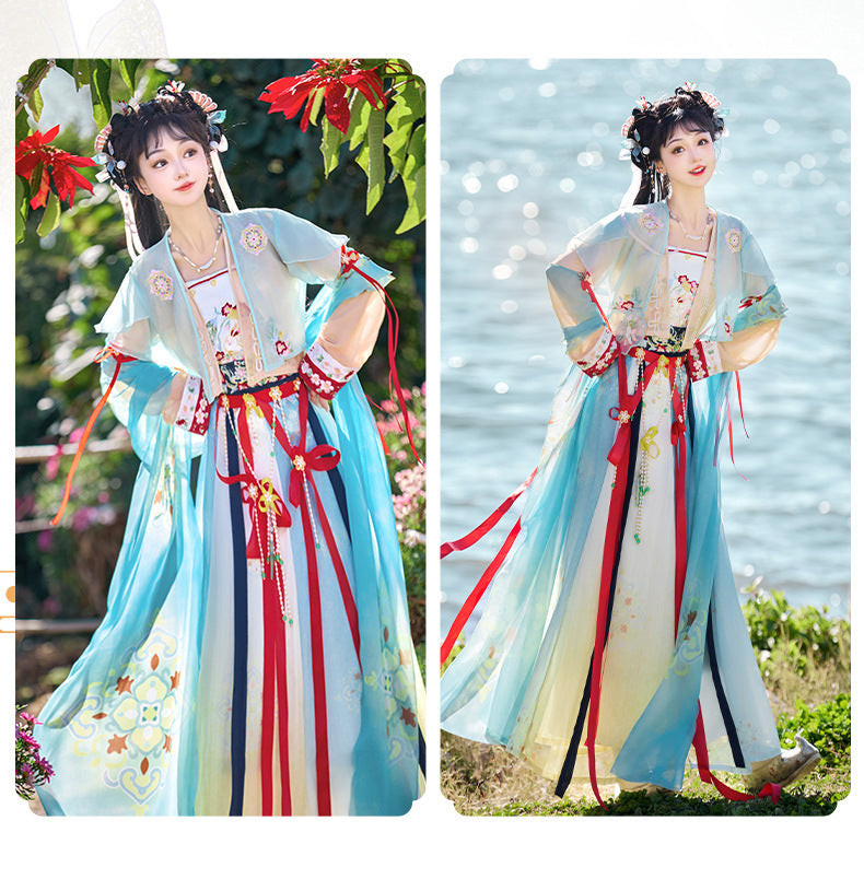 Elegant Floral Embroidered Song Dynasty Hanfu Dress