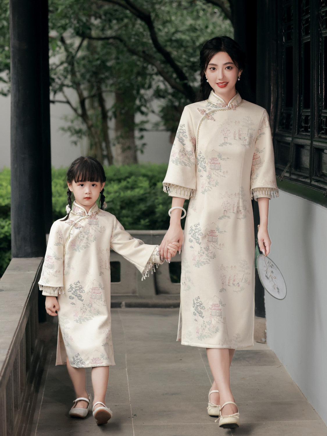Matching Mother and Daughter Traditional Chinese Cheongsam - Elegant Floral Hanfu Dress for Special Occasions
