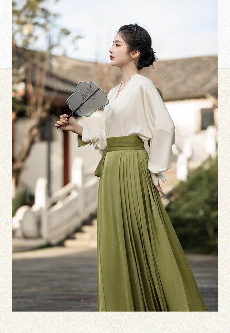 New Chinese Style White Green Mamianqun Set