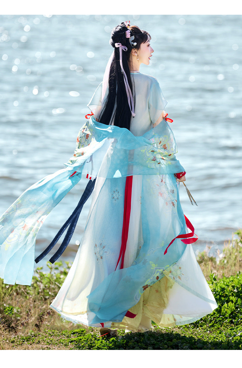 Elegant Floral Embroidered Song Dynasty Hanfu Dress