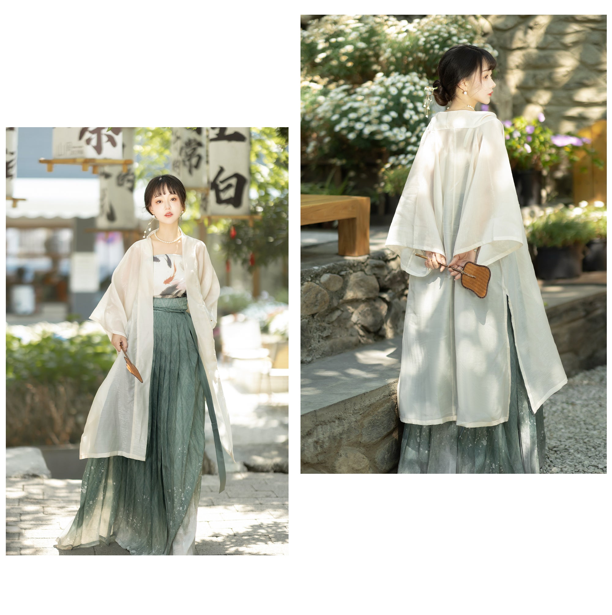 Elegant Pleated Green Hanfu Dress for Women - Traditional Chinese Ancient Style