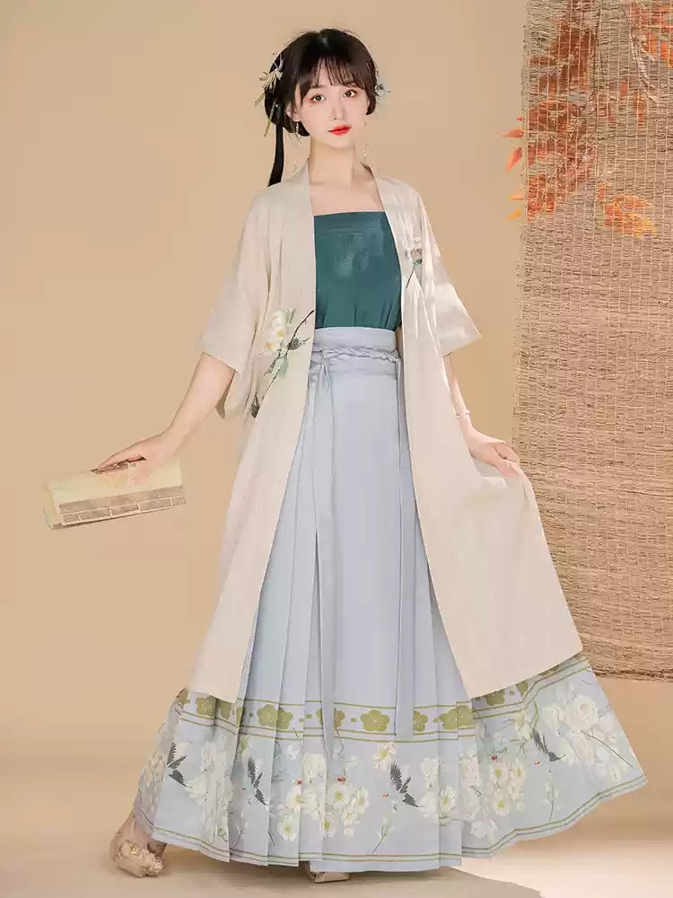 Song Dynasty Hanfu for Women- Elegant Floral Embroidered Hanfu Dress